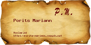 Porits Mariann névjegykártya